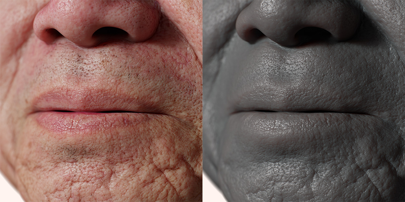 Male head scan skin pore details 